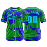 Custom Green Button Down Baseball Jersey for Men Women Adult Youth Print Name Number Logo