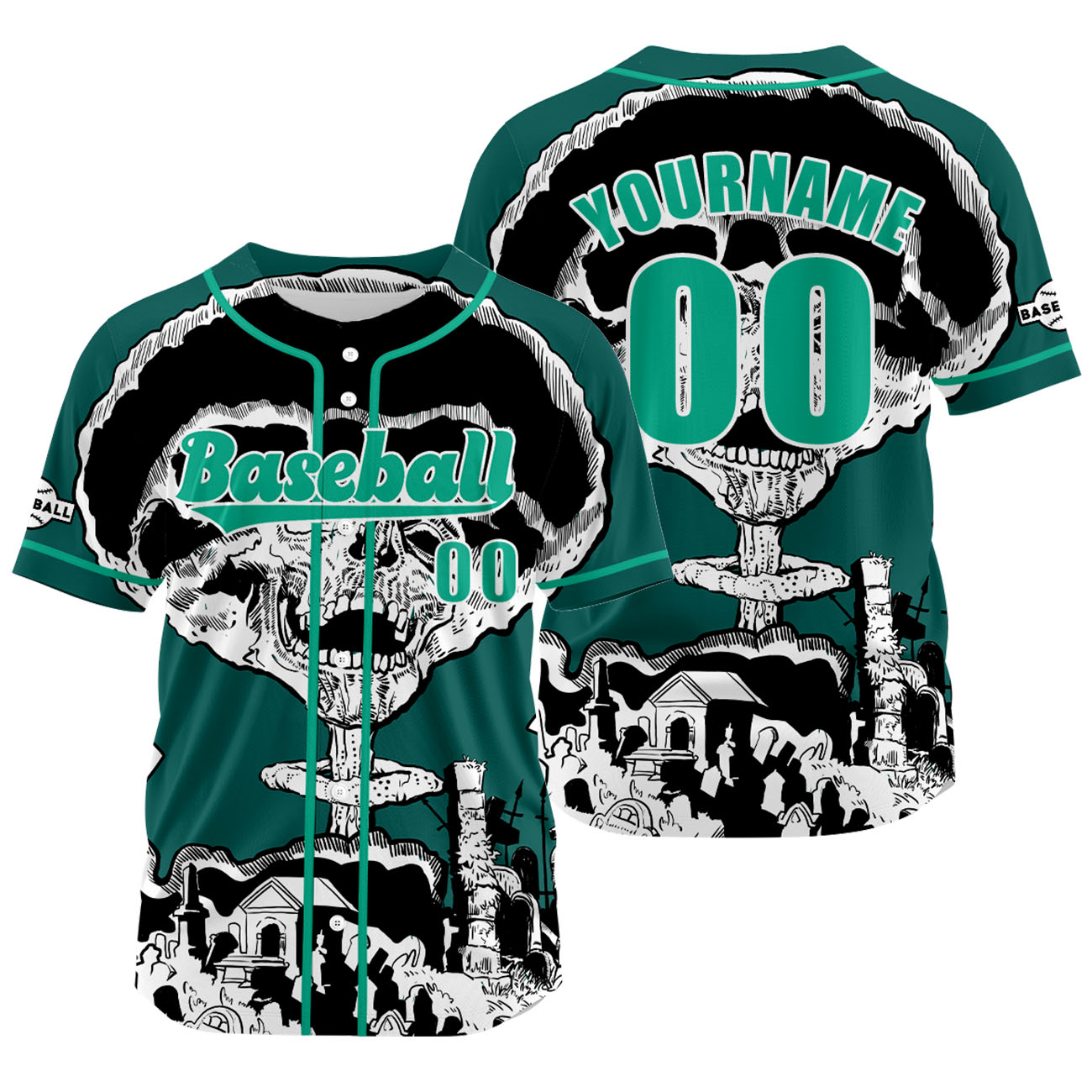 Custom Dark Green Baseball Jersey Print Personalized Name, Number and Logo