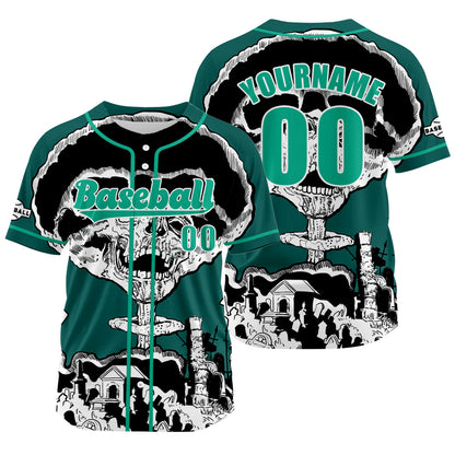 Custom Dark Green Baseball Jersey Print Personalized Name, Number and Logo