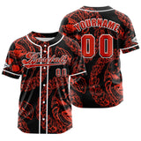 Custom Red Button Down Baseball Jersey for Men Women Adult Youth Print Name Number Logo