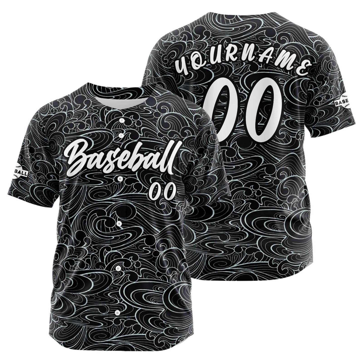 Custom Black Button Down Baseball Jersey for Men Women Adult Youth Print Name Number Logo