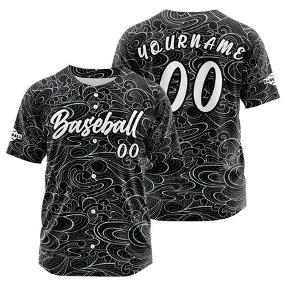 Custom Black Button Down Baseball Jersey for Men Women Adult Youth Print Name Number Logo