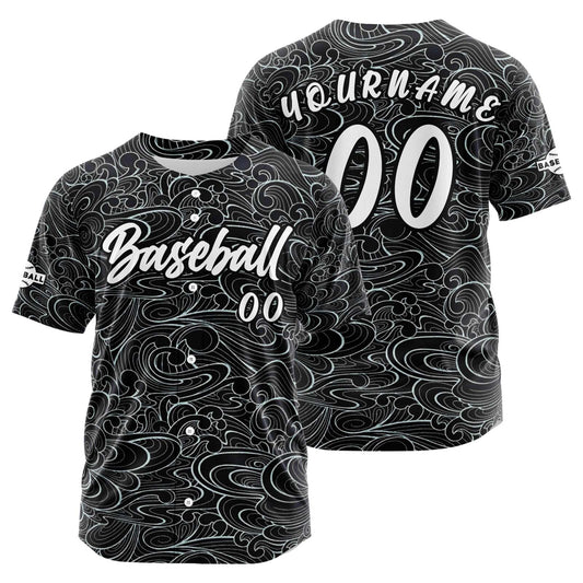 Custom Black Button Down Baseball Jersey for Men Women Adult Youth Print Name Number Logo