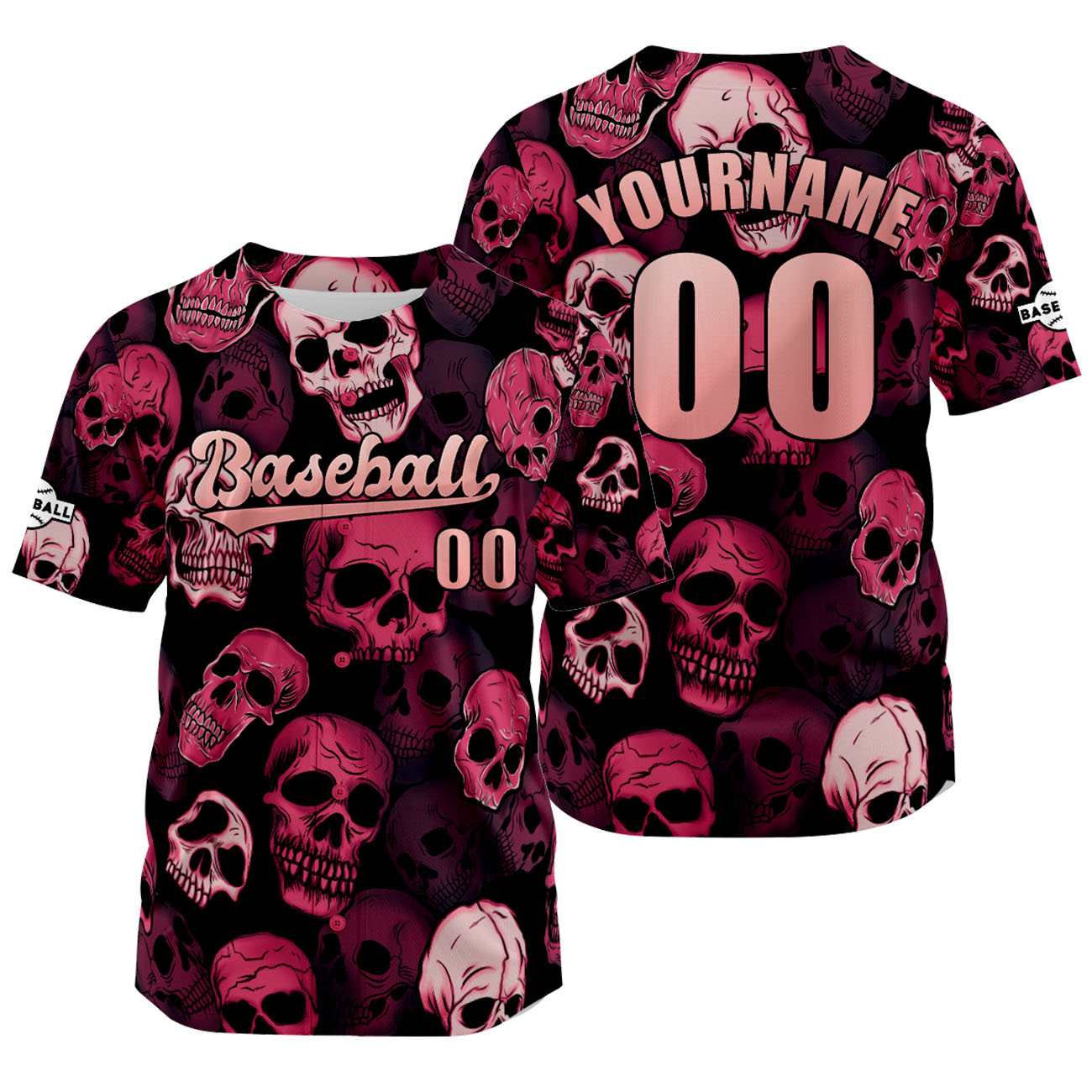 Custom Pink Baseball Jersey Print Personalized Name, Number and Logo