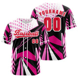 Custom Pink Button Down Baseball Jersey for Men Women Adult Youth Print Name Number Logo