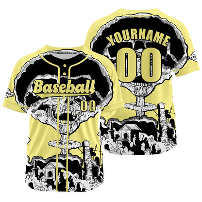 Custom Yellow Baseball Jersey Print Personalized Name, Number and Logo
