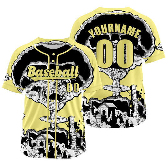 Custom Yellow Baseball Jersey Print Personalized Name, Number and Logo