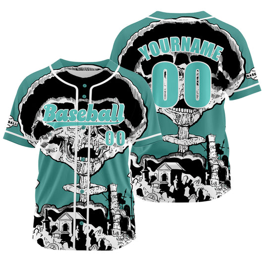 Custom Blue Green Baseball Jersey Print Personalized Name, Number and Logo