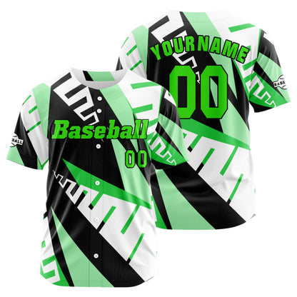 Custom Green Button Down Baseball Jersey for Men Women Adult Youth Print Name Number Logo
