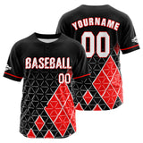 Custom Black Red Button Down Baseball Jersey for Men Women Adult Youth Print Name Number Logo