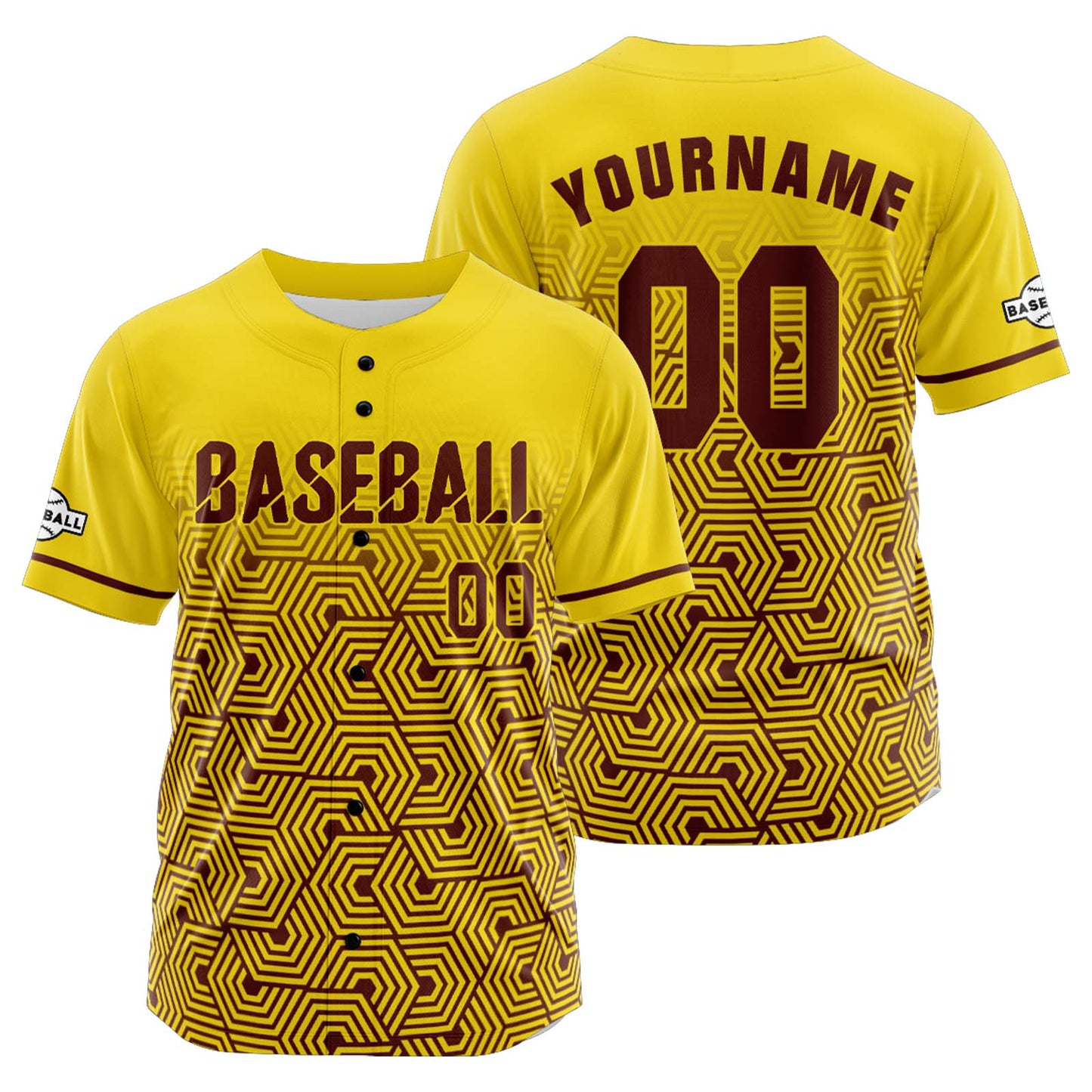Custom Yellow Button Down Baseball Jersey for Men Women Adult Youth Print Name Number Logo
