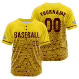Custom Yellow Button Down Baseball Jersey for Men Women Adult Youth Print Name Number Logo
