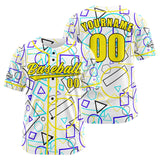 Custom White Yellow Button Down Baseball Jersey for Men Women Adult Youth Print Name Number Logo