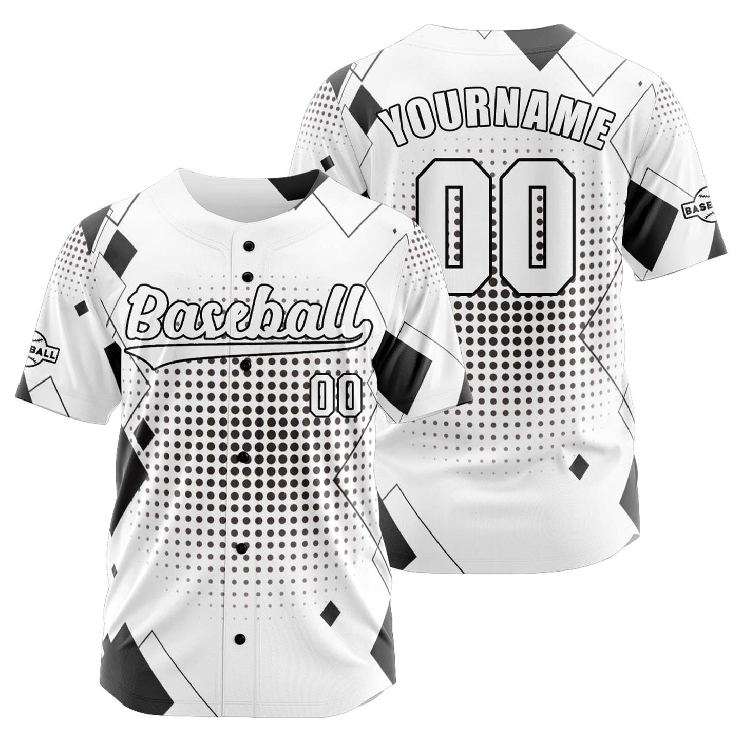Custom White Black Button Down Baseball Jersey for Men Women Adult Youth Print Name Number Logo