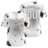 Custom White Black Button Down Baseball Jersey for Men Women Adult Youth Print Name Number Logo