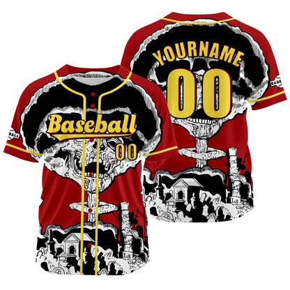 Custom Red Baseball Jersey Print Personalized Name, Number and Logo