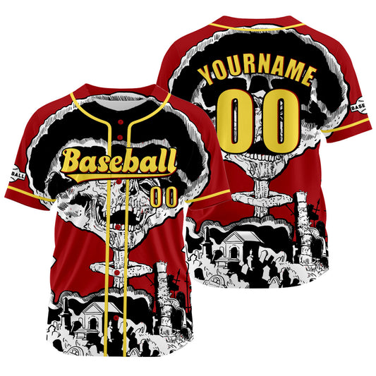Custom Red Baseball Jersey Print Personalized Name, Number and Logo