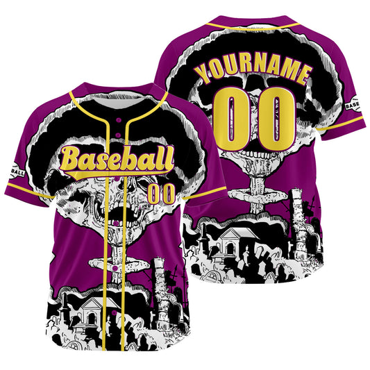 Custom Purple Baseball Jersey Print Personalized Name, Number and Logo