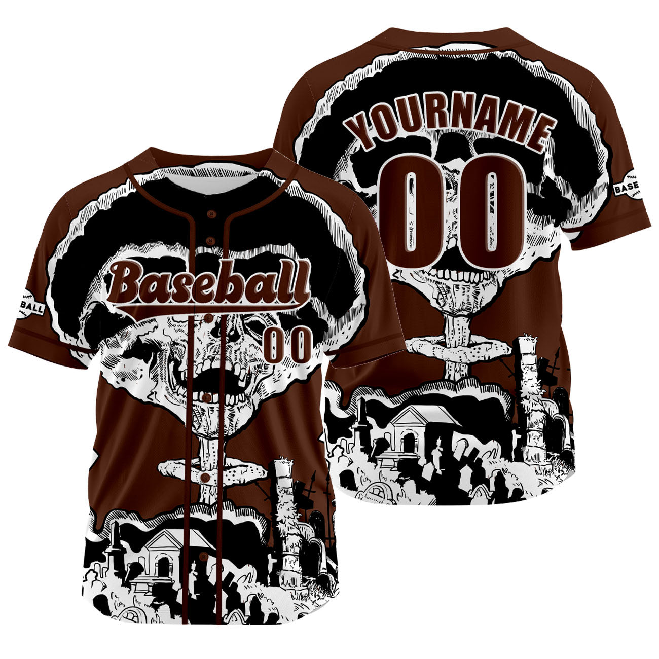Custom Brown Baseball Jersey Print Personalized Name, Number and Logo