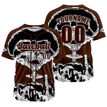 Custom Brown Baseball Jersey Print Personalized Name, Number and Logo