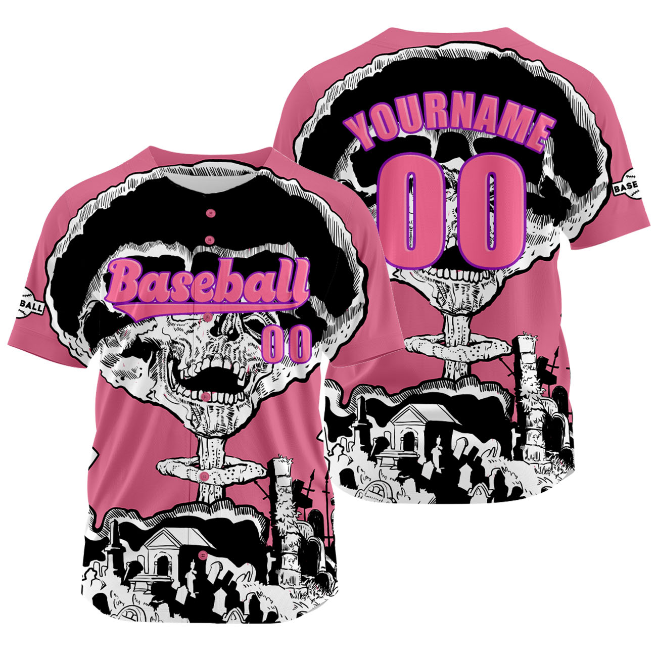Custom Pink Baseball Jersey Print Personalized Name, Number and Logo