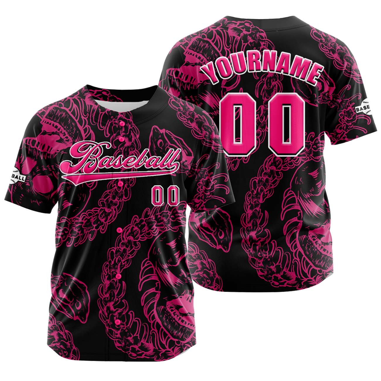 Custom Pink Button Down Baseball Jersey for Men Women Adult Youth Print Name Number Logo