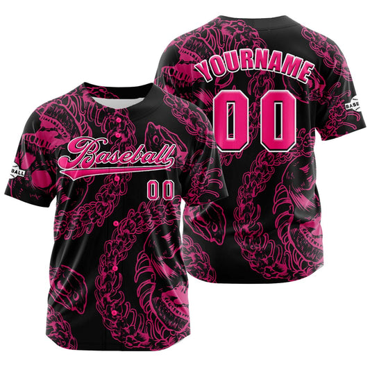 Custom Pink Button Down Baseball Jersey for Men Women Adult Youth Print Name Number Logo