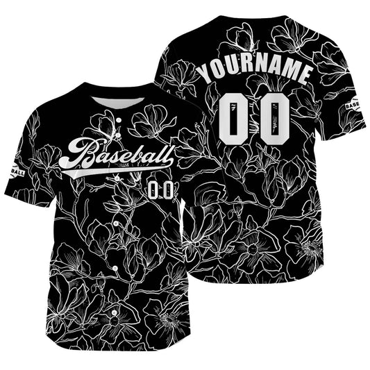 Custom Black Baseball Jersey Print Personalized Name, Number and Logo
