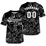 Custom Black Baseball Jersey Print Personalized Name, Number and Logo