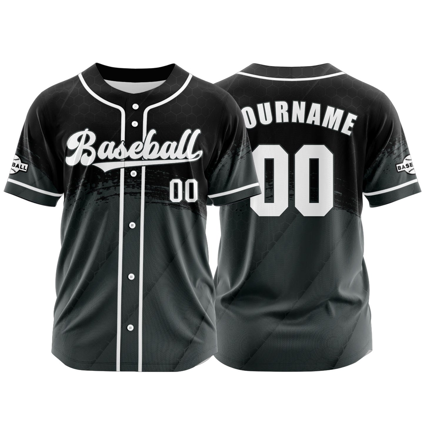 Custom Grey Black Button Down Baseball Jersey for Men Women Adult Youth Print Name Number Logo