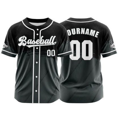Custom Grey Black Button Down Baseball Jersey for Men Women Adult Youth Print Name Number Logo