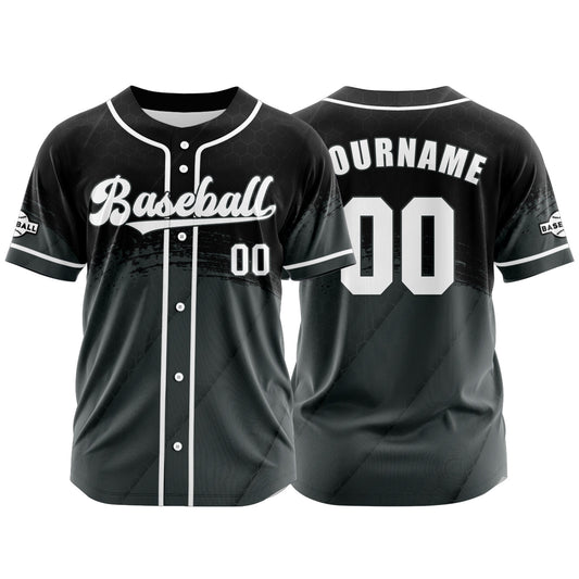 Custom Grey Black Button Down Baseball Jersey for Men Women Adult Youth Print Name Number Logo