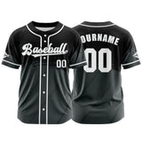 Custom Grey Black Button Down Baseball Jersey for Men Women Adult Youth Print Name Number Logo