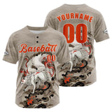Custom Beige Button Down Baseball Jersey for Men Women Adult Youth Print Name Number Logo