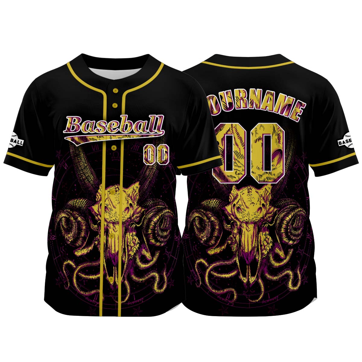 Custom Black Baseball Jersey Print Personalized Name, Number and Logo