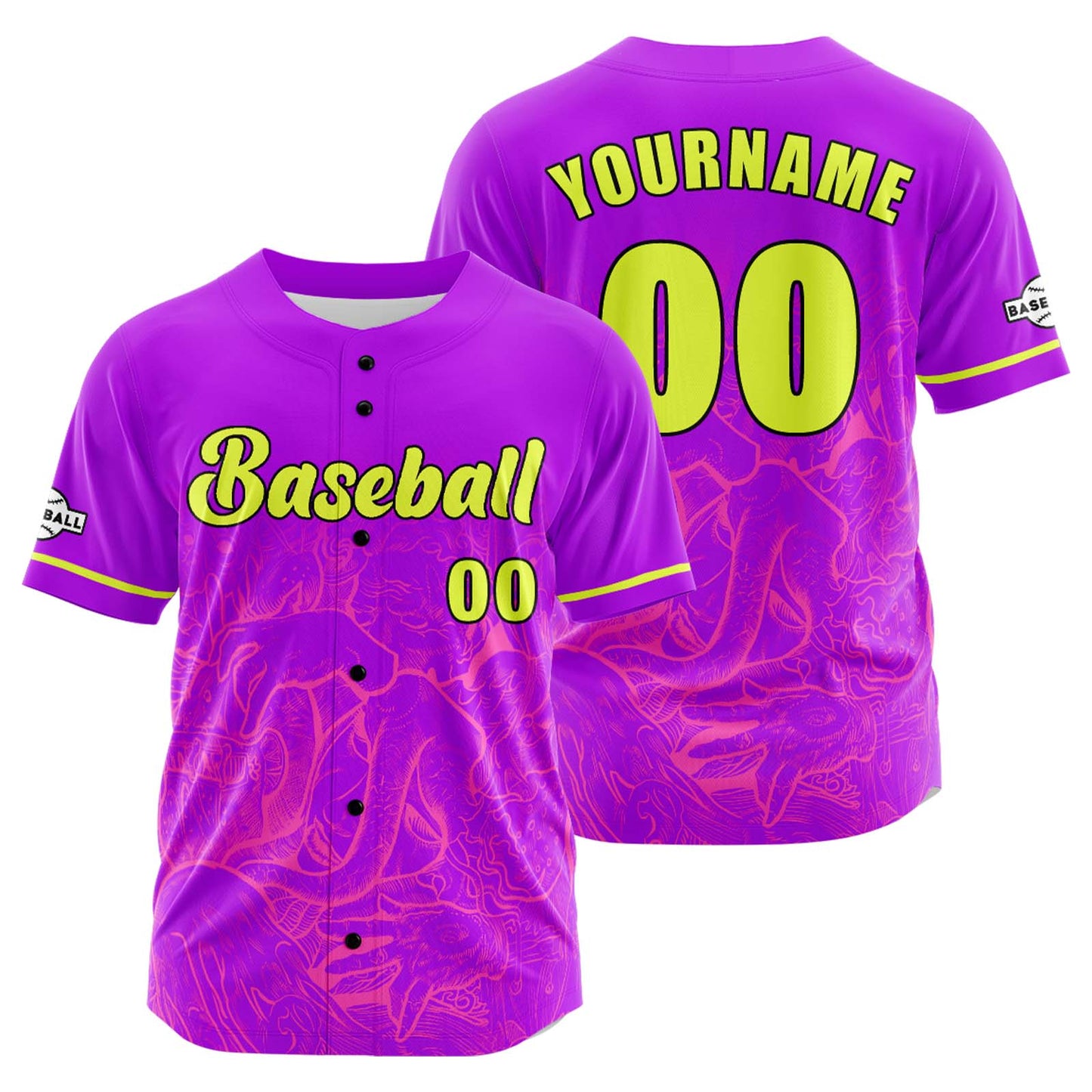 Custom Purple Button Down Baseball Jersey for Men Women Adult Youth Print Name Number Logo