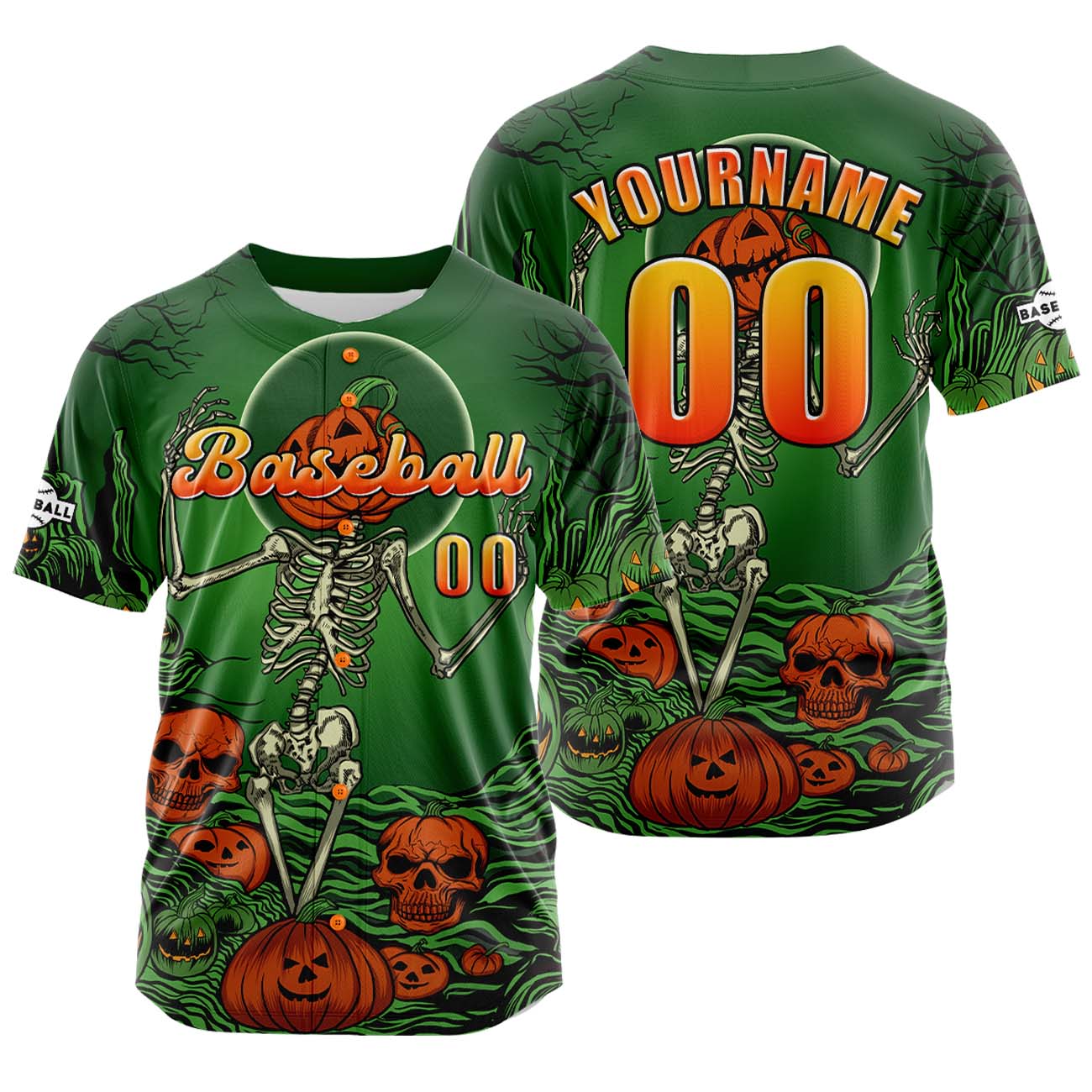 Custom Green Button Down Baseball Jersey for Men Women Adult Youth Print Name Number Logo