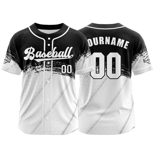 Custom White Black Button Down Baseball Jersey for Men Women Adult Youth Print Name Number Logo