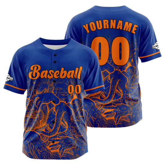 Custom Deep Blue Button Down Baseball Jersey for Men Women Adult Youth Print Name Number Logo