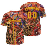 Custom Red Yellow Baseball Jersey Print Personalized Name, Number and Logo