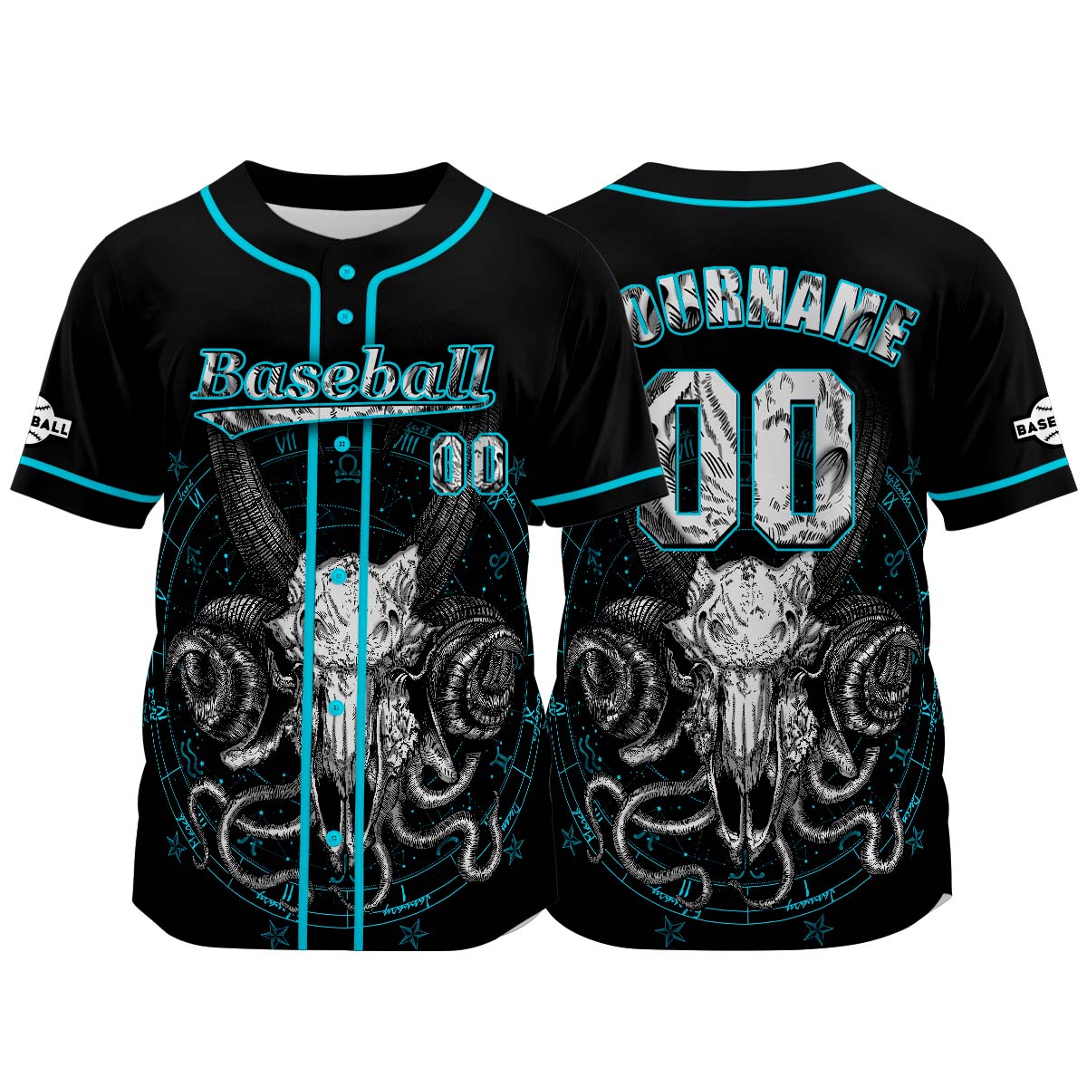 Custom Blue Baseball Jersey Print Personalized Name, Number and Logo