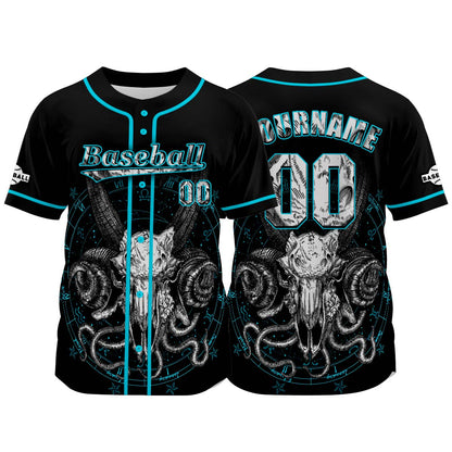 Custom Blue Baseball Jersey Print Personalized Name, Number and Logo