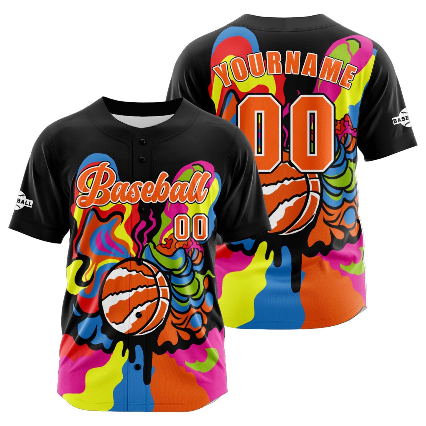 Custom Black Orange Button Down Baseball Jersey for Men Women Adult Youth Print Name Number Logo