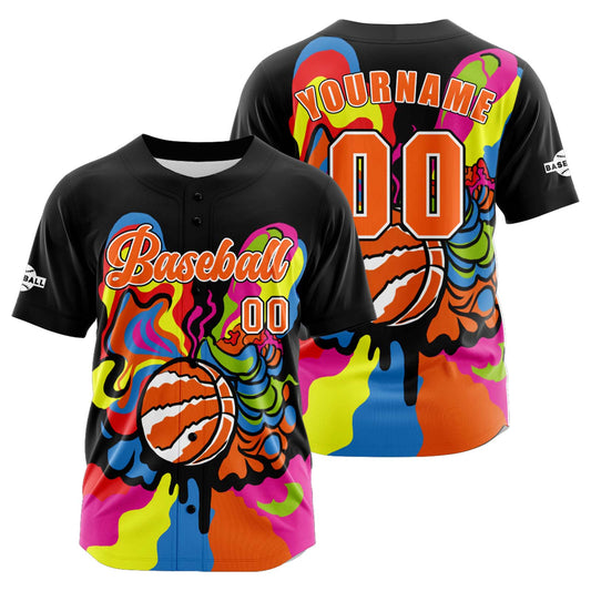 Custom Black Orange Button Down Baseball Jersey for Men Women Adult Youth Print Name Number Logo