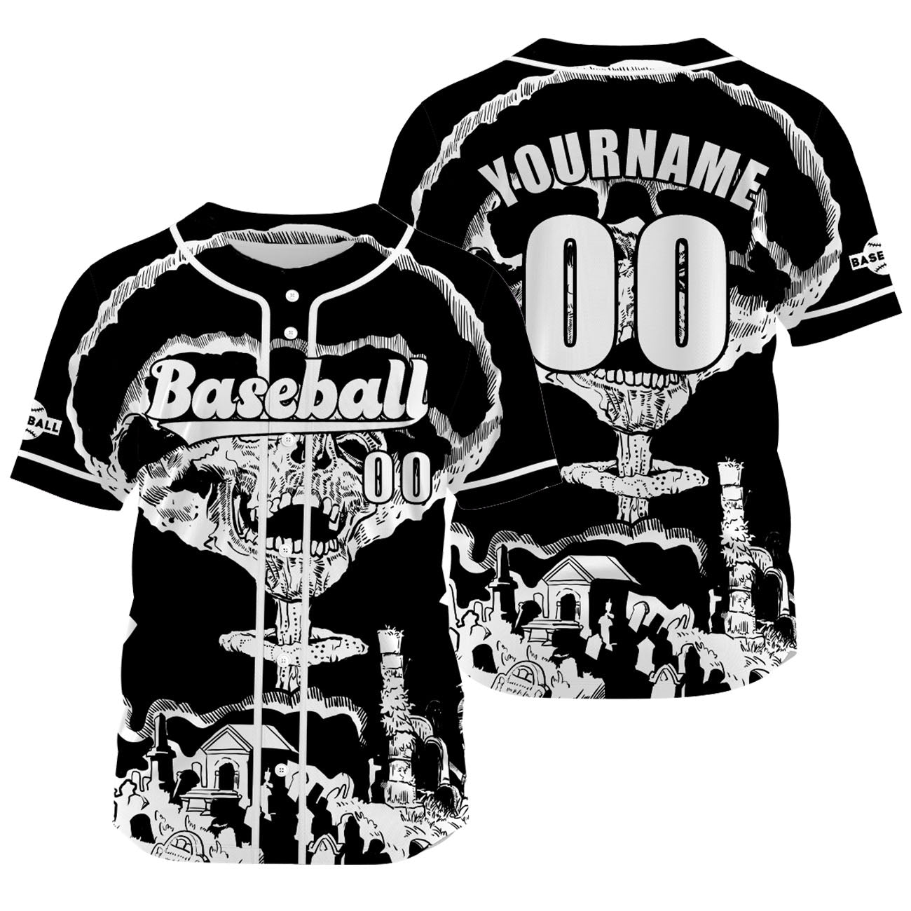 Custom Black Baseball Jersey Print Personalized Name, Number and Logo