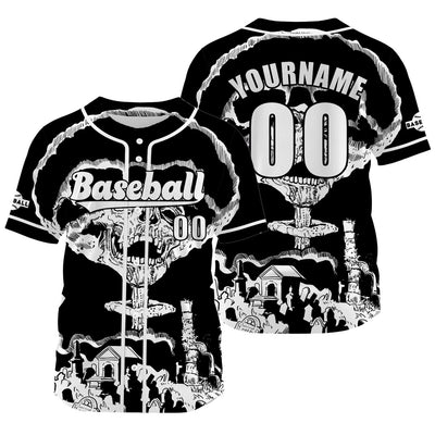 Custom Black Baseball Jersey Print Personalized Name, Number and Logo