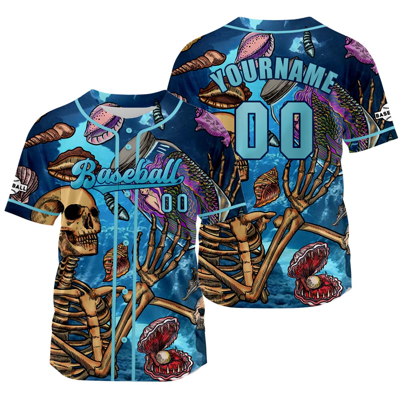 Custom Bule Baseball Jersey Print Personalized Name, Number and Logo