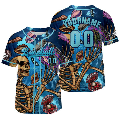 Custom Bule Baseball Jersey Print Personalized Name, Number and Logo