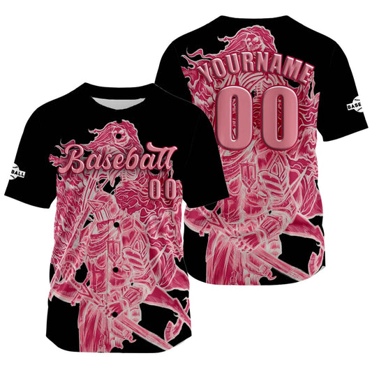 Custom Black Baseball Jersey Print Personalized Name, Number and Logo