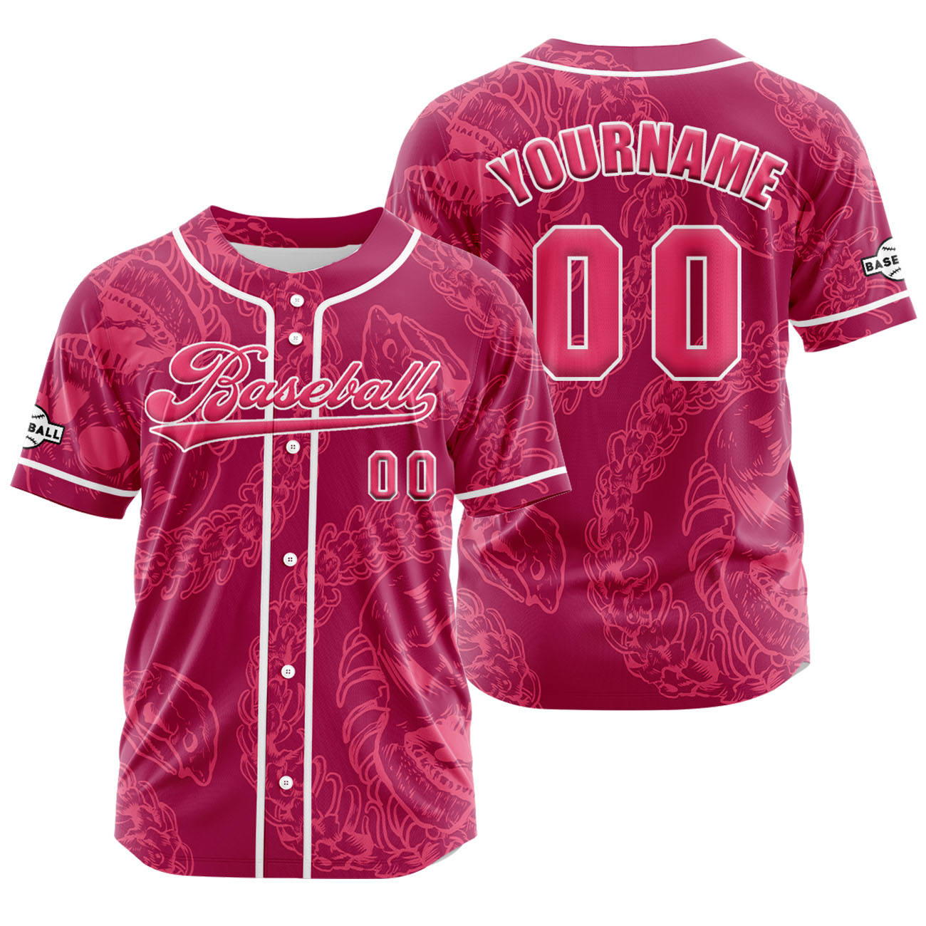 Custom Rose Red Button Down Baseball Jersey for Men Women Adult Youth Print Name Number Logo